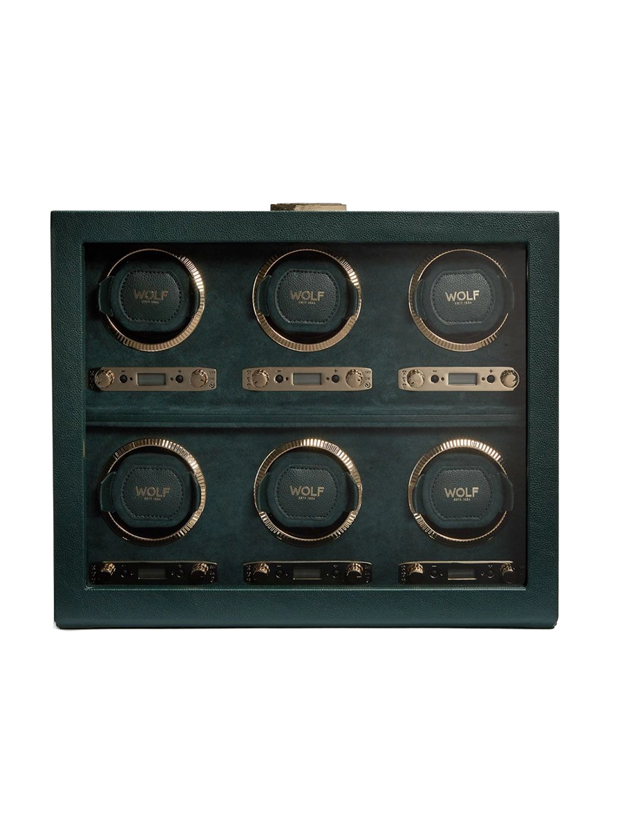 
"British Racing Watch Winder" for 6 Wristwatches - Dark green