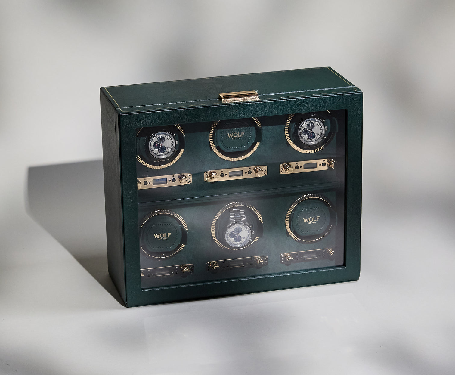 
"British Racing Watch Winder" for 6 Wristwatches - Dark green