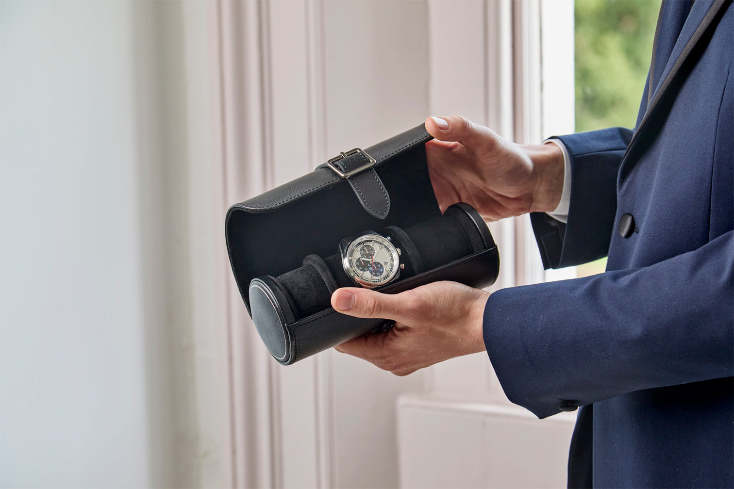 
"British Racing Triple Watch Roll" - Black