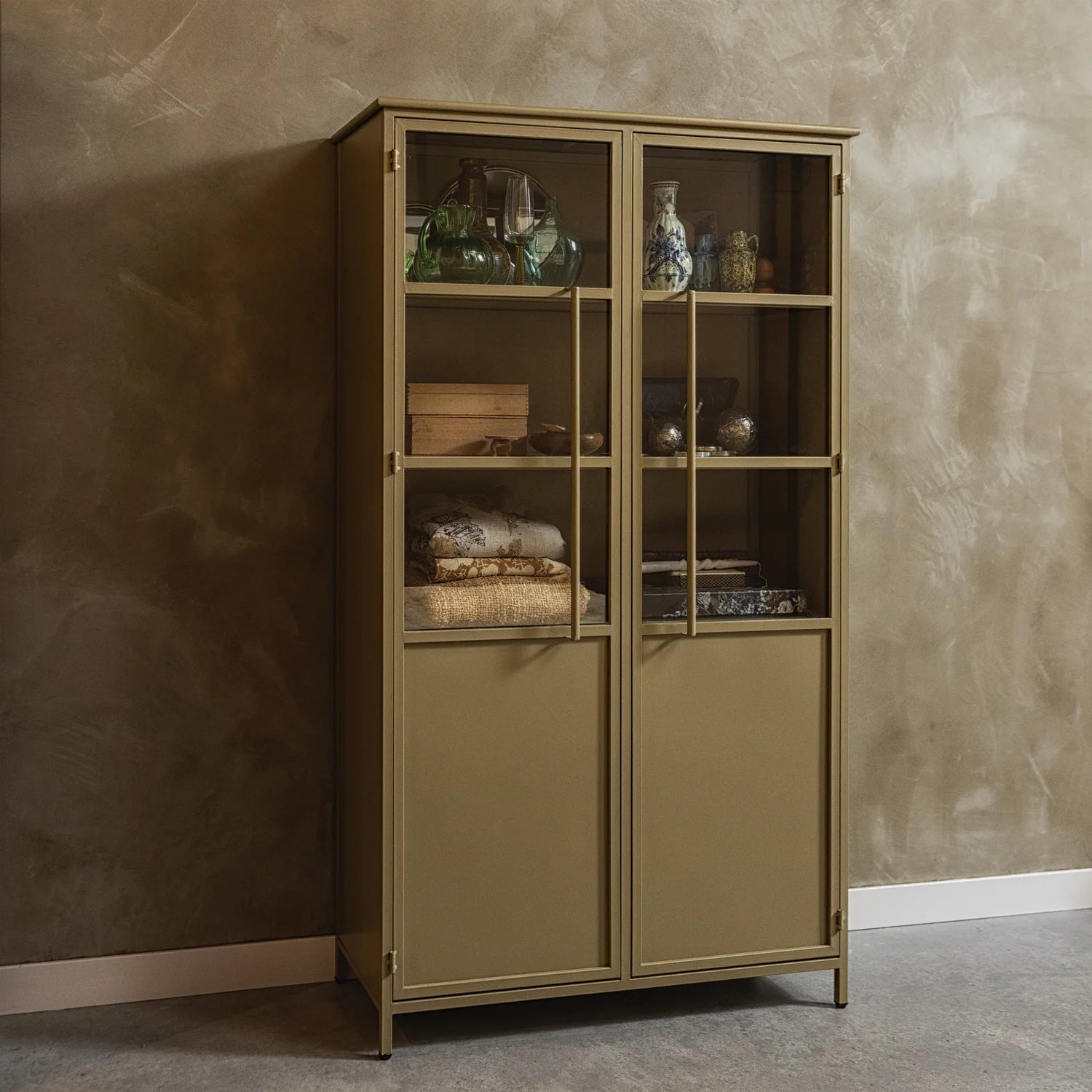 
Designer Display Cabinet "Exhibito II" 2-door - Khaki
