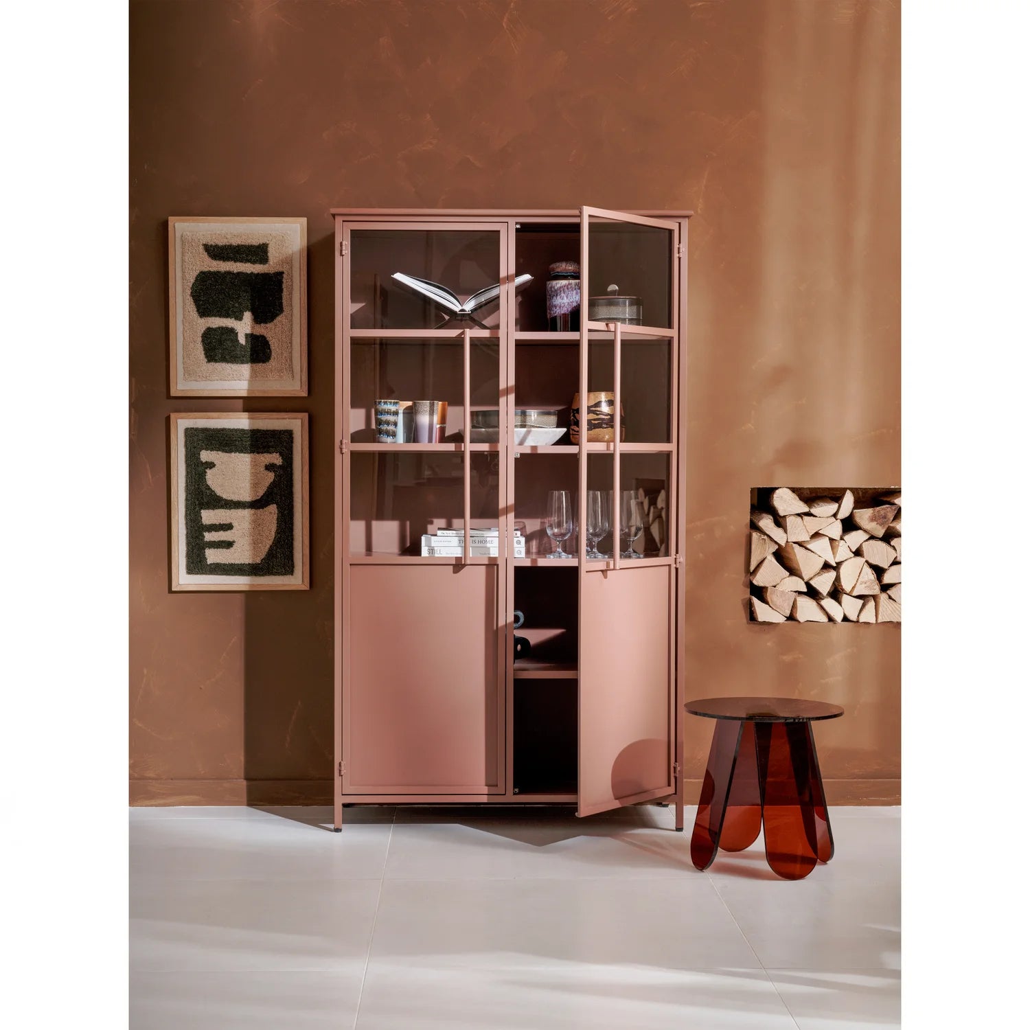 
Designer Display Cabinet "Exhibito II" 2-door - Tan
