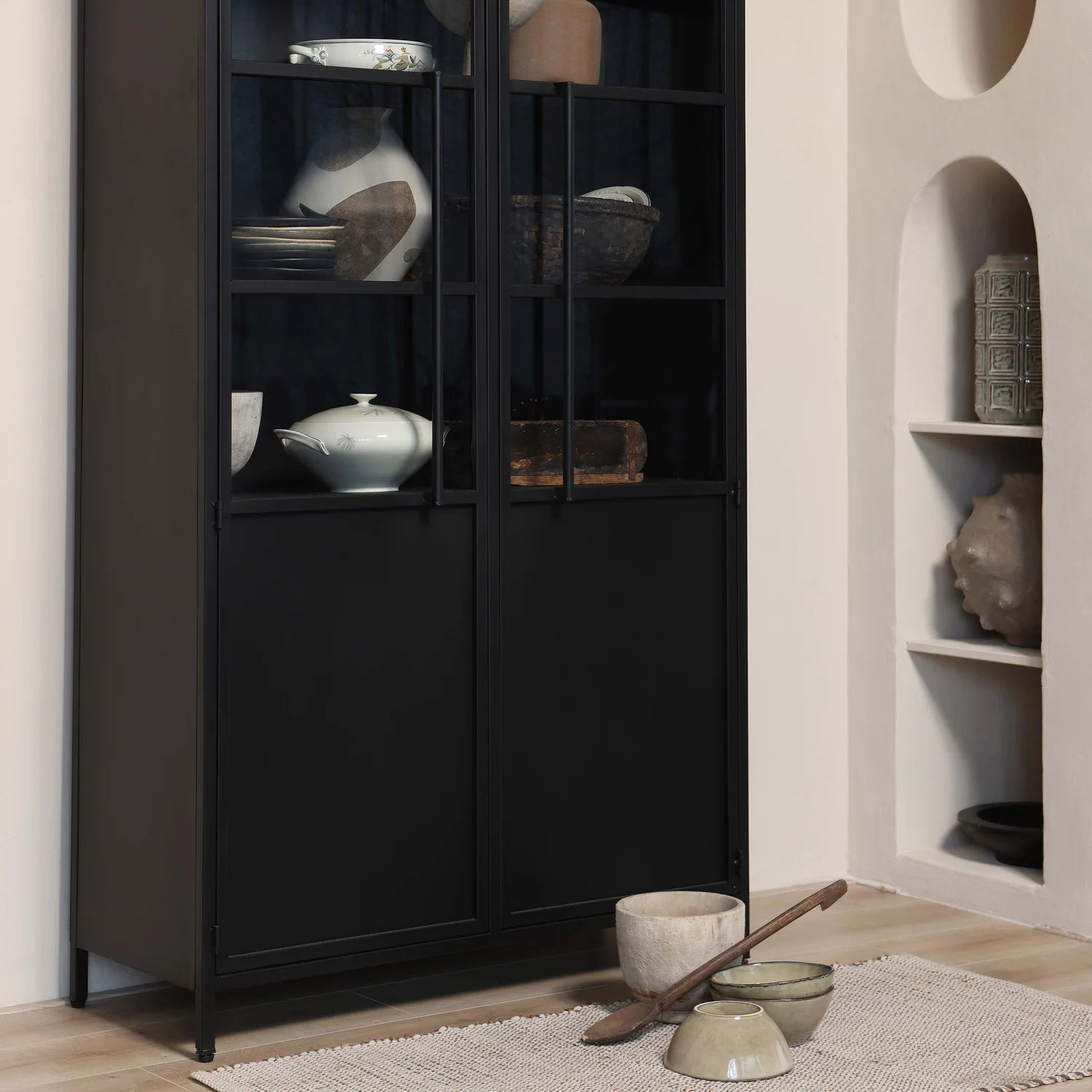 
Designer Display Cabinet "Exhibito II" 2-door - Black