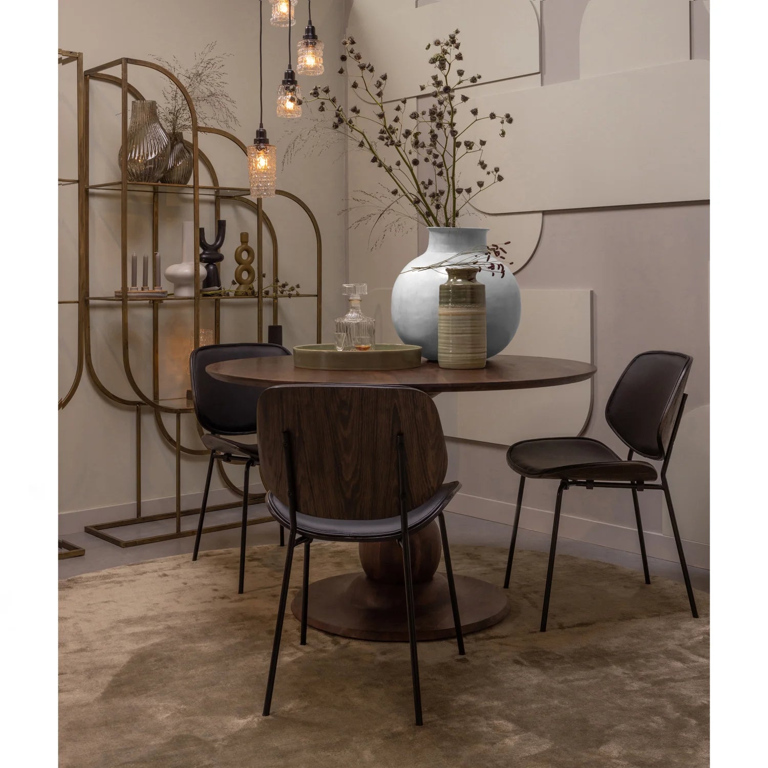 
Massive, round "Blake" designer dining table Ø 120 cm - Nut tree