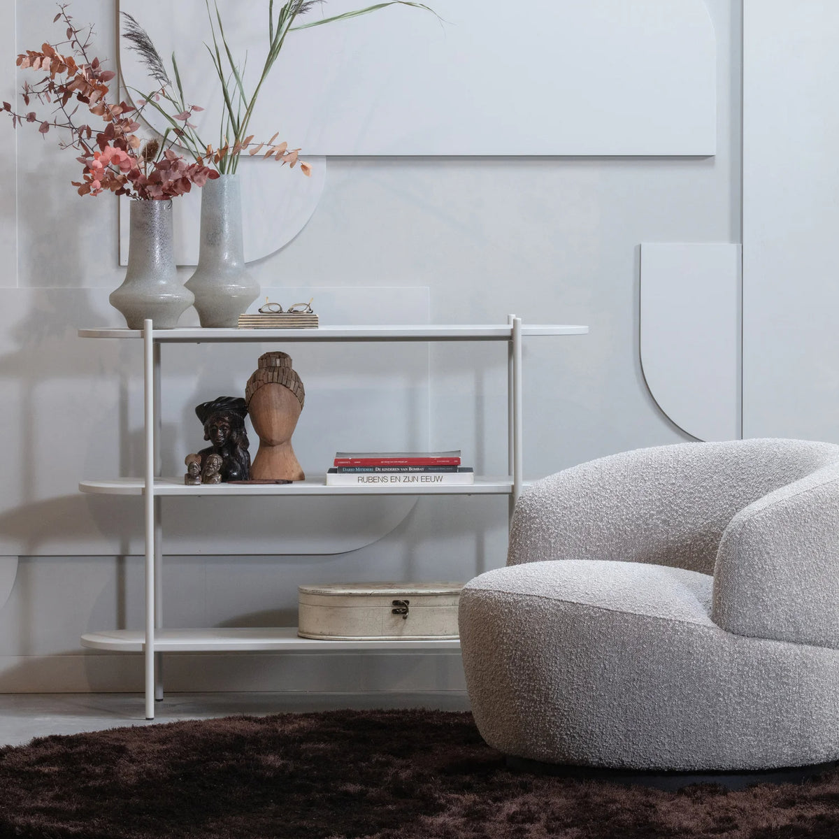 
Swivel Design Armchair "Wolly" - Natural Beige Bouclé