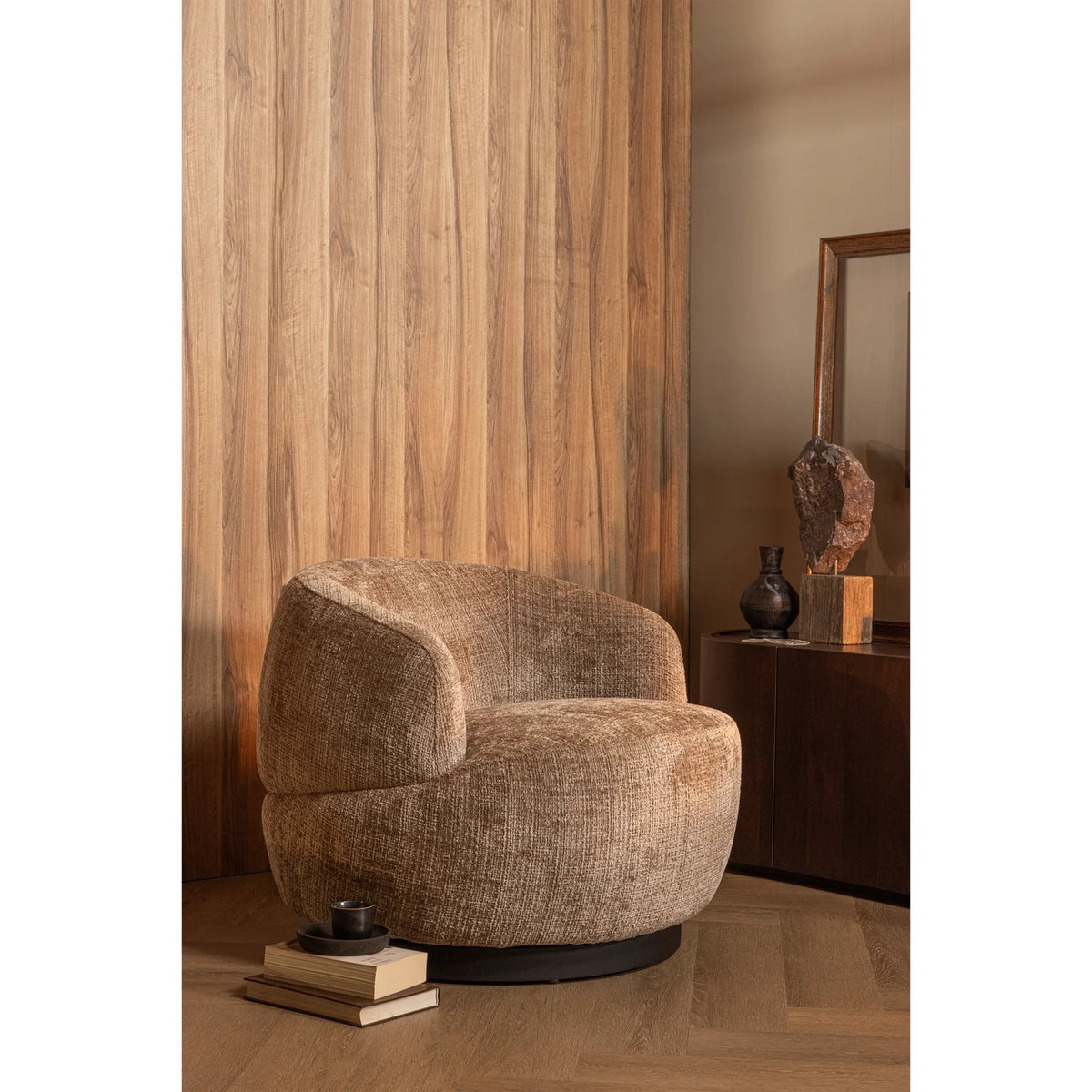 
Swivel Design Armchair "Wolly" - Chenille Sand