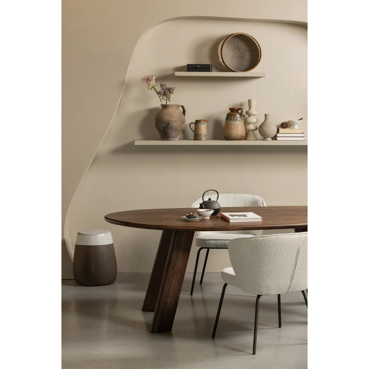 
Sedia da pranzo di design «Admito» - Bouclé naturale