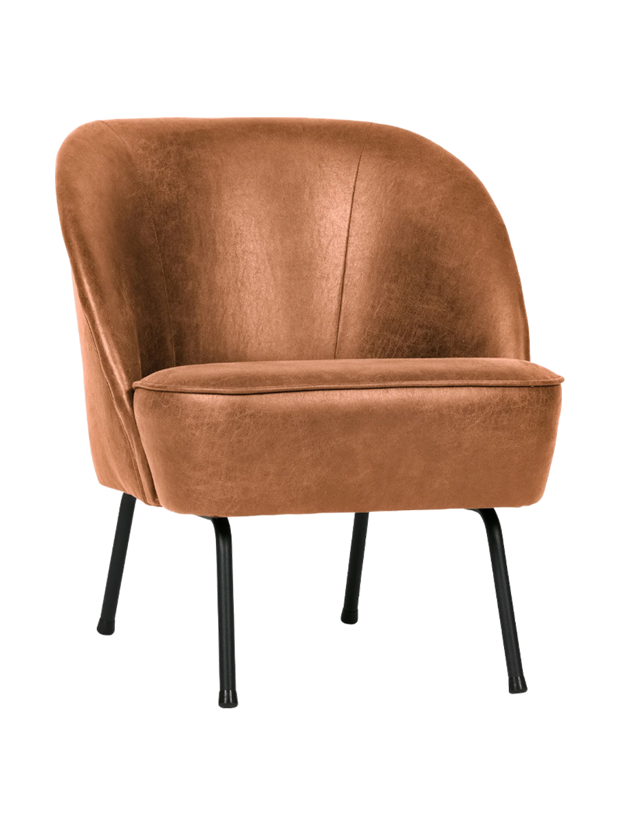 
"Vogue" Design Armchair in Recycled Leather - Cognac