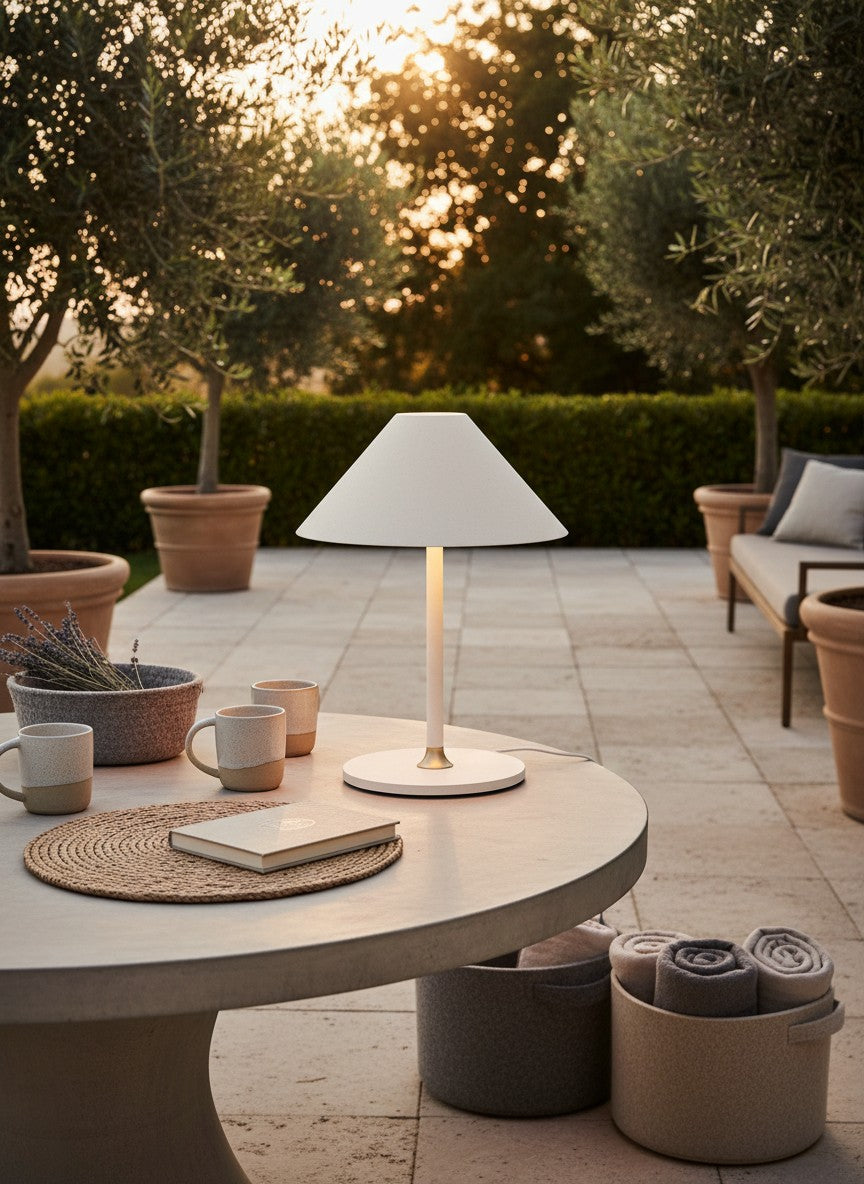 
"Hygge" Outdoor Design Table Lamp - Cream / Small