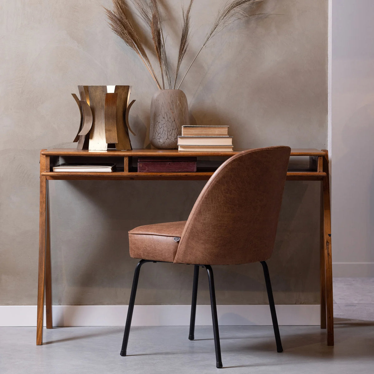 
Sedia da pranzo di design «Vogue» in pelle riciclata - Cognac
