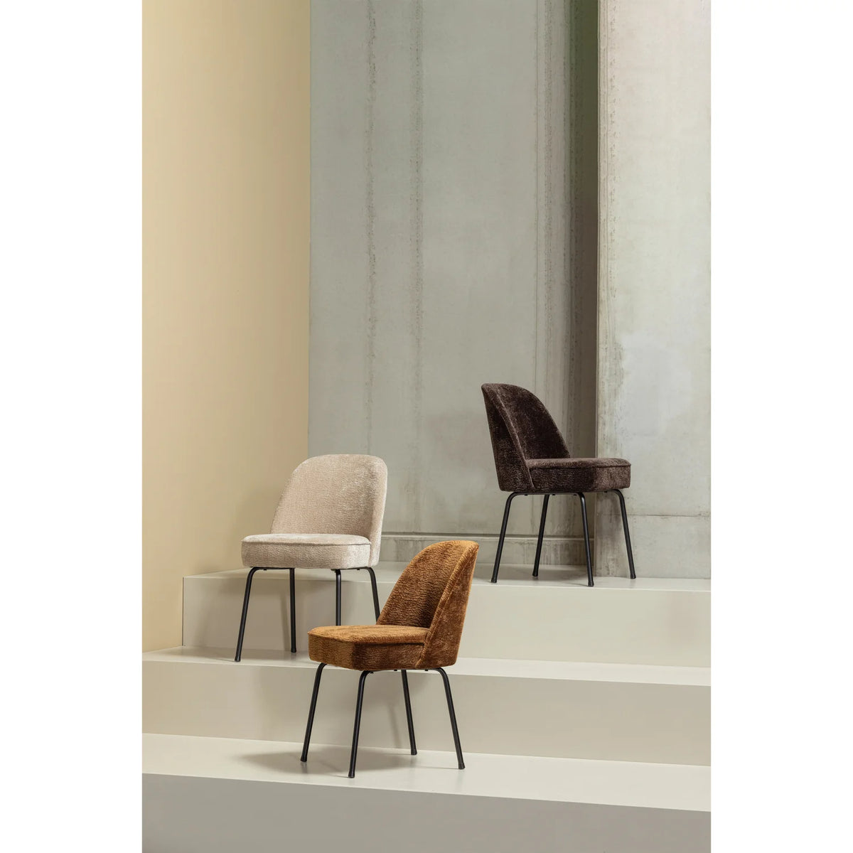 
Sedia da pranzo di design «Vogue», disponibile in molti colori - Chenille marrone dorato