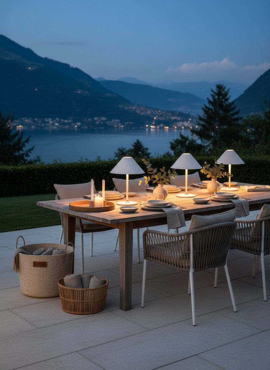 
"Hygge" Outdoor Design Table Lamp - Grey / Large