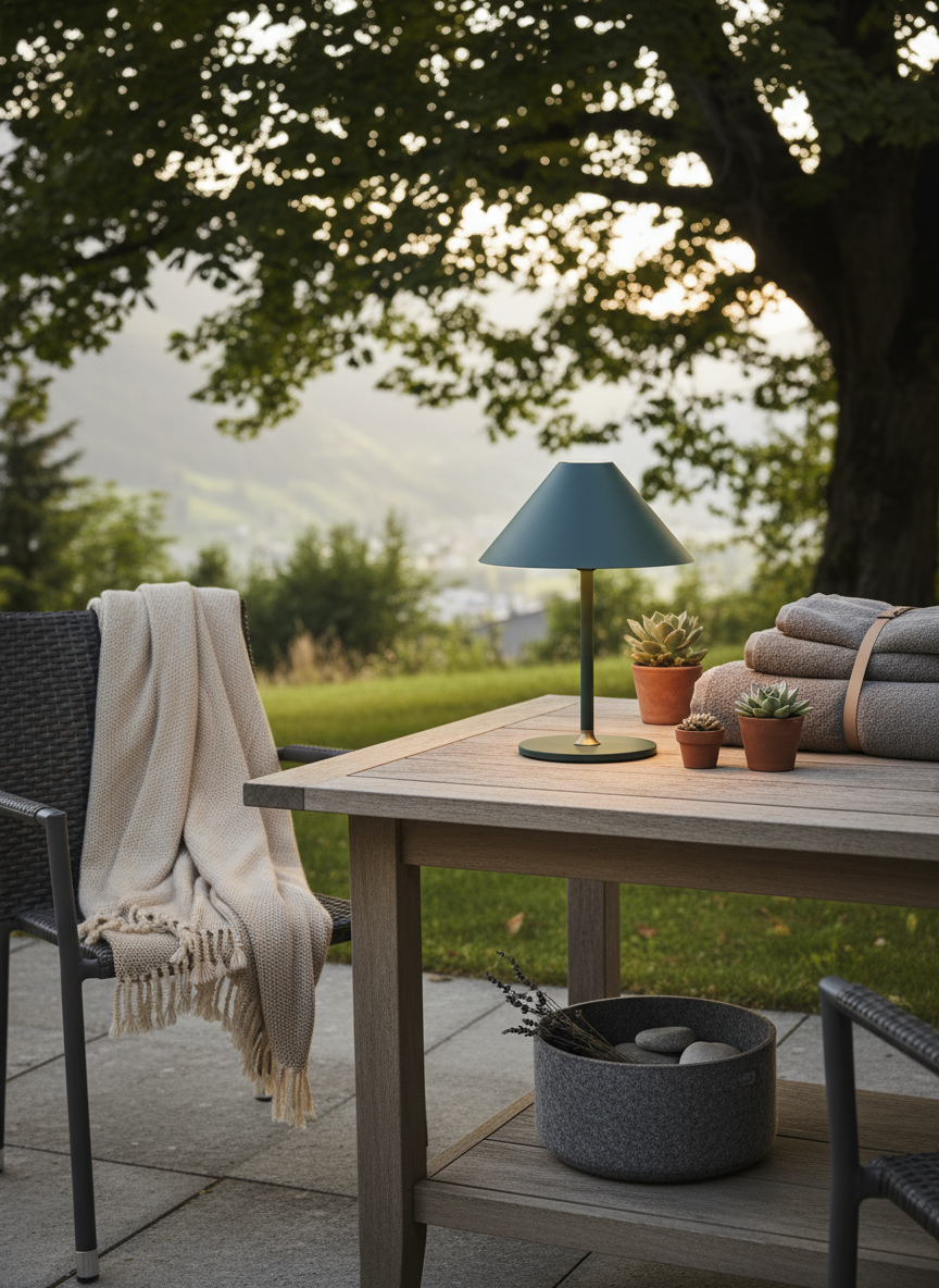 
"Hygge" Outdoor Design Table Lamp - Dark green / Large