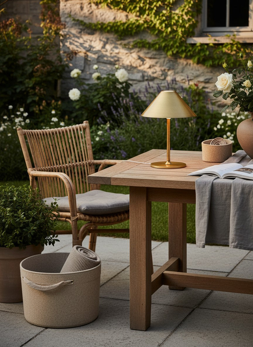 
"Hygge" Outdoor Design Table Lamp - Brass / Large