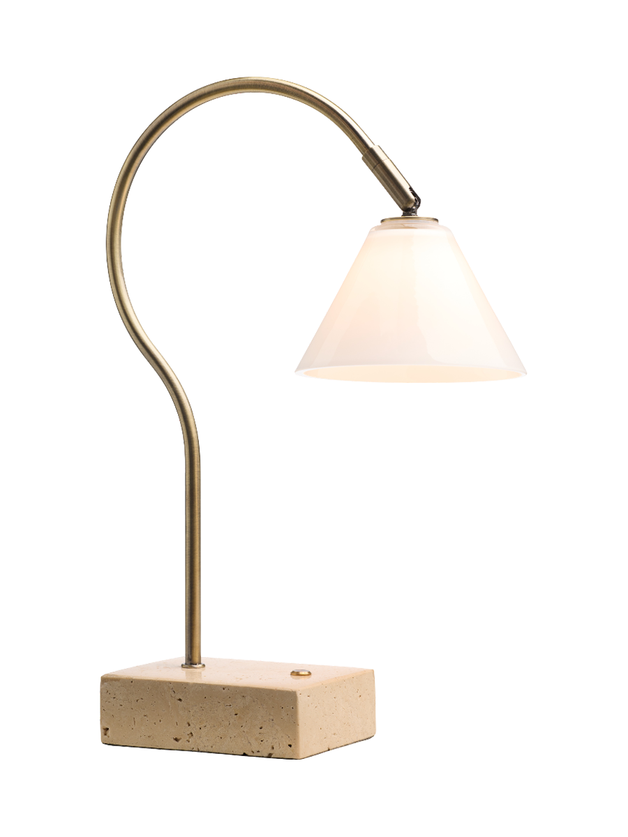 
Lampada da tavolo di design a LED "Question" - Ottone Antico