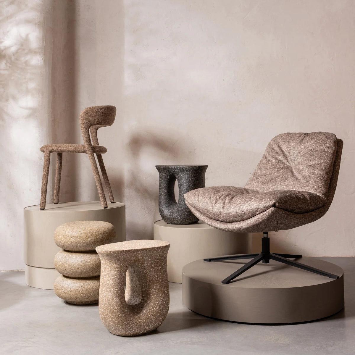 
Sedia da pranzo di design «Noblet» - Melange sabbia