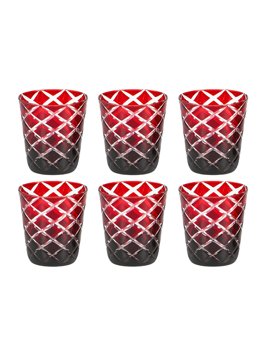 
Premium Kristallgläser „Dio“ im 6er-Set, aus handgeschliffenem Glas, Rubinrot