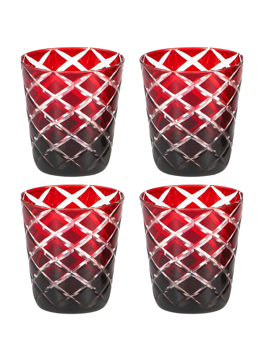 
Premium "Dio" crystal glasses in a set of 4, made of hand-cut glass - Ruby Red