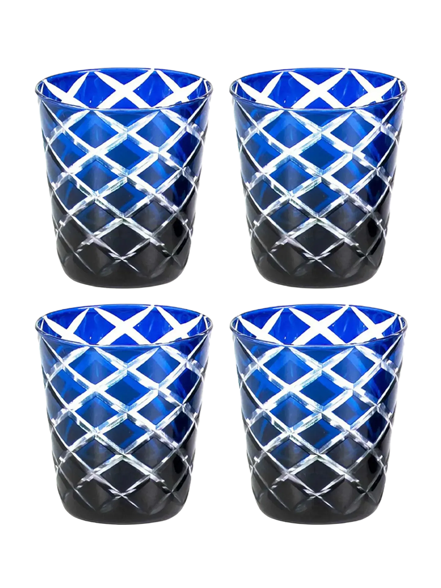 
Premium "Dio" crystal glasses in a set of 4, made of hand-cut glass - Blue