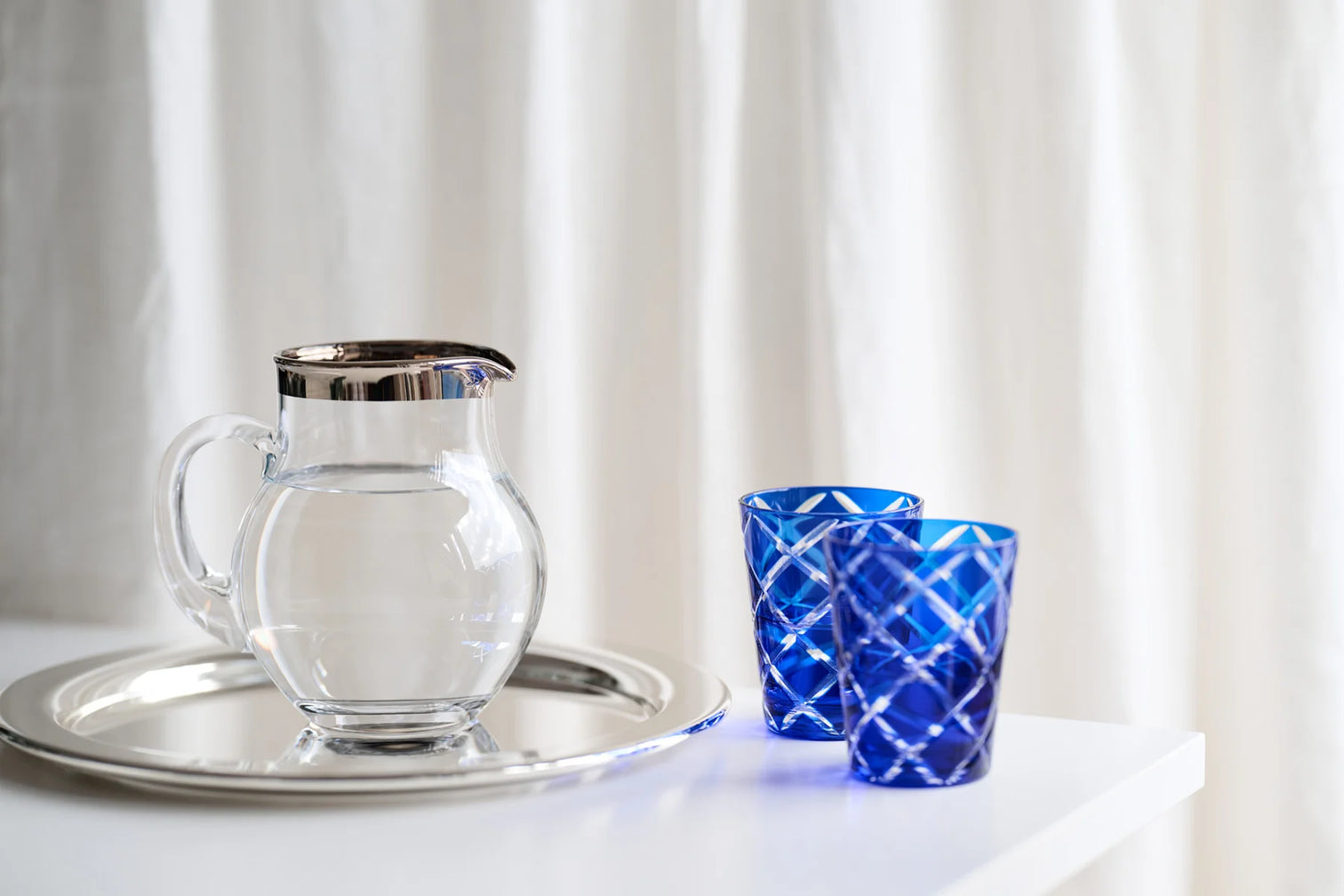 
Premium "Dio" crystal glasses in a set of 4, made of hand-cut glass - Blue