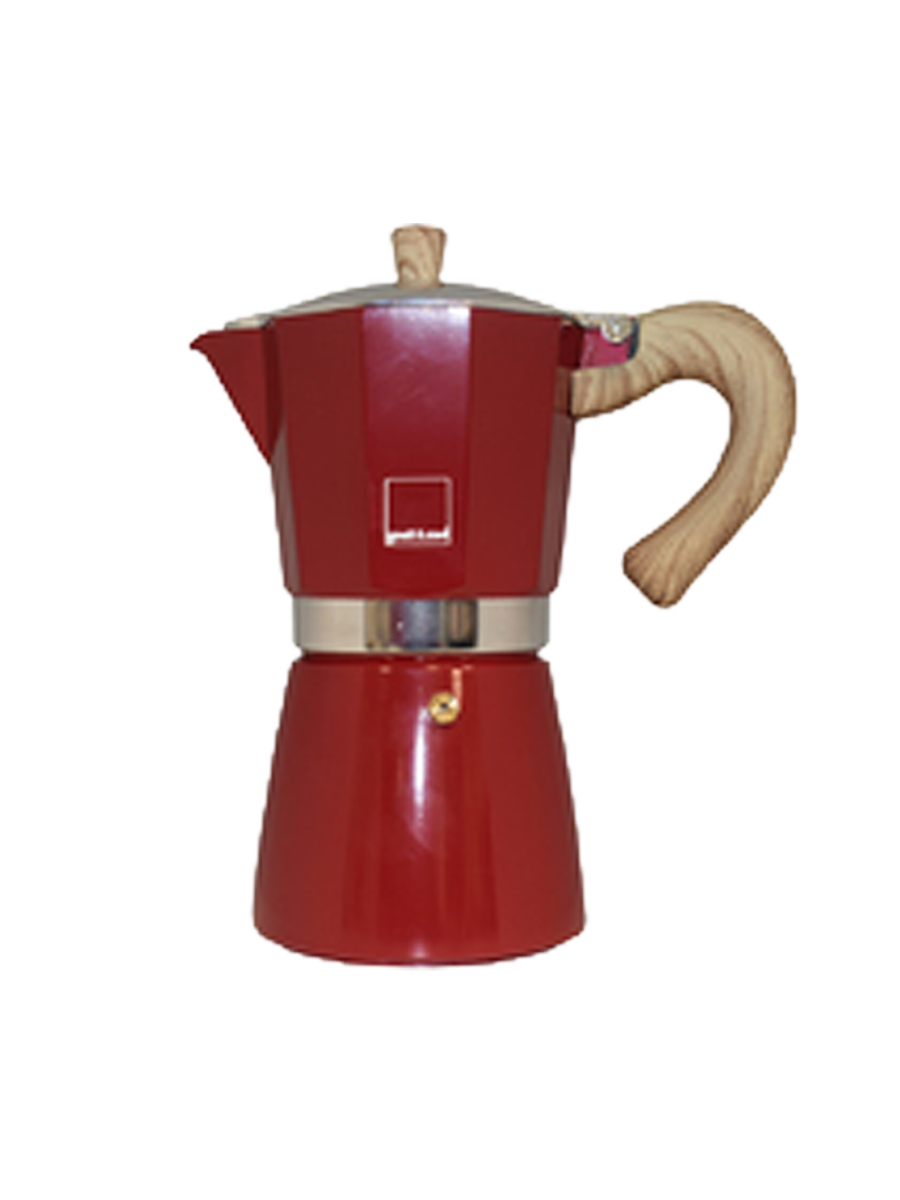
"Venecia" Design Espresso Maker - Red - for 3 cups