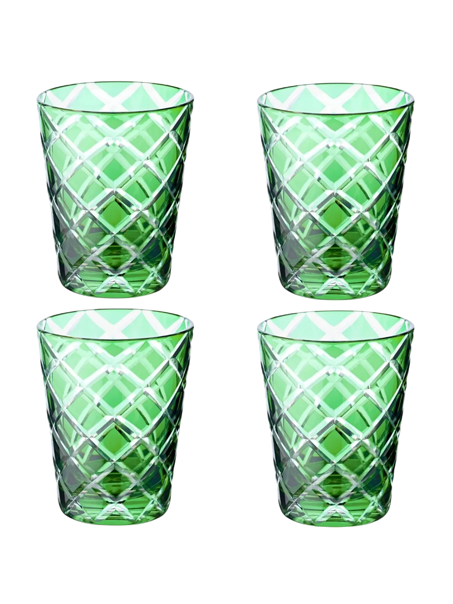 
Premium "Dio" crystal glasses in a set of 4, made of hand-cut glass - Green