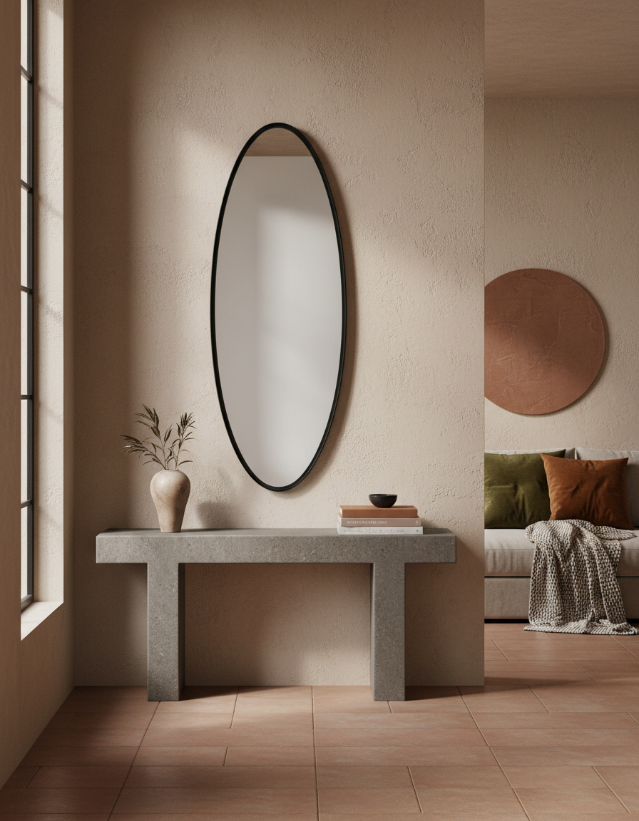 
"Matz" Oval Design Wall Mirror, Various Sizes - 160 x 60 cm / Black
