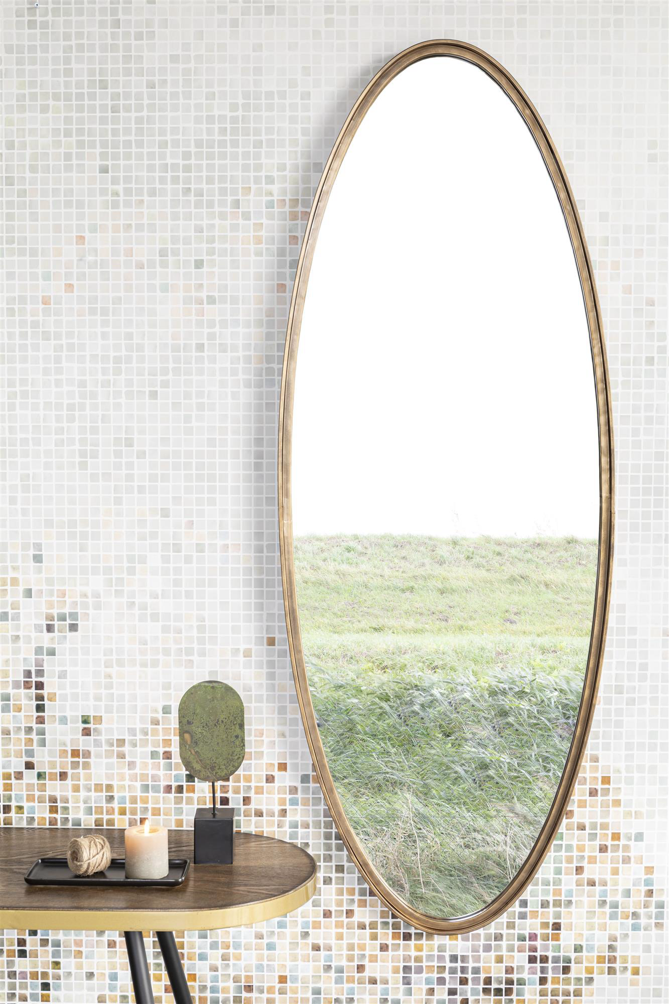 
"Matz" Oval Design Wall Mirror, Various Sizes - 160 x 60 cm / Gold