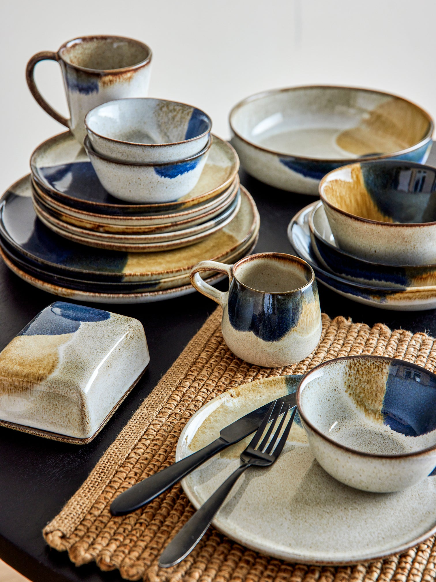 
Assiette creuse artisanale « Jules » - Bleu multicolore