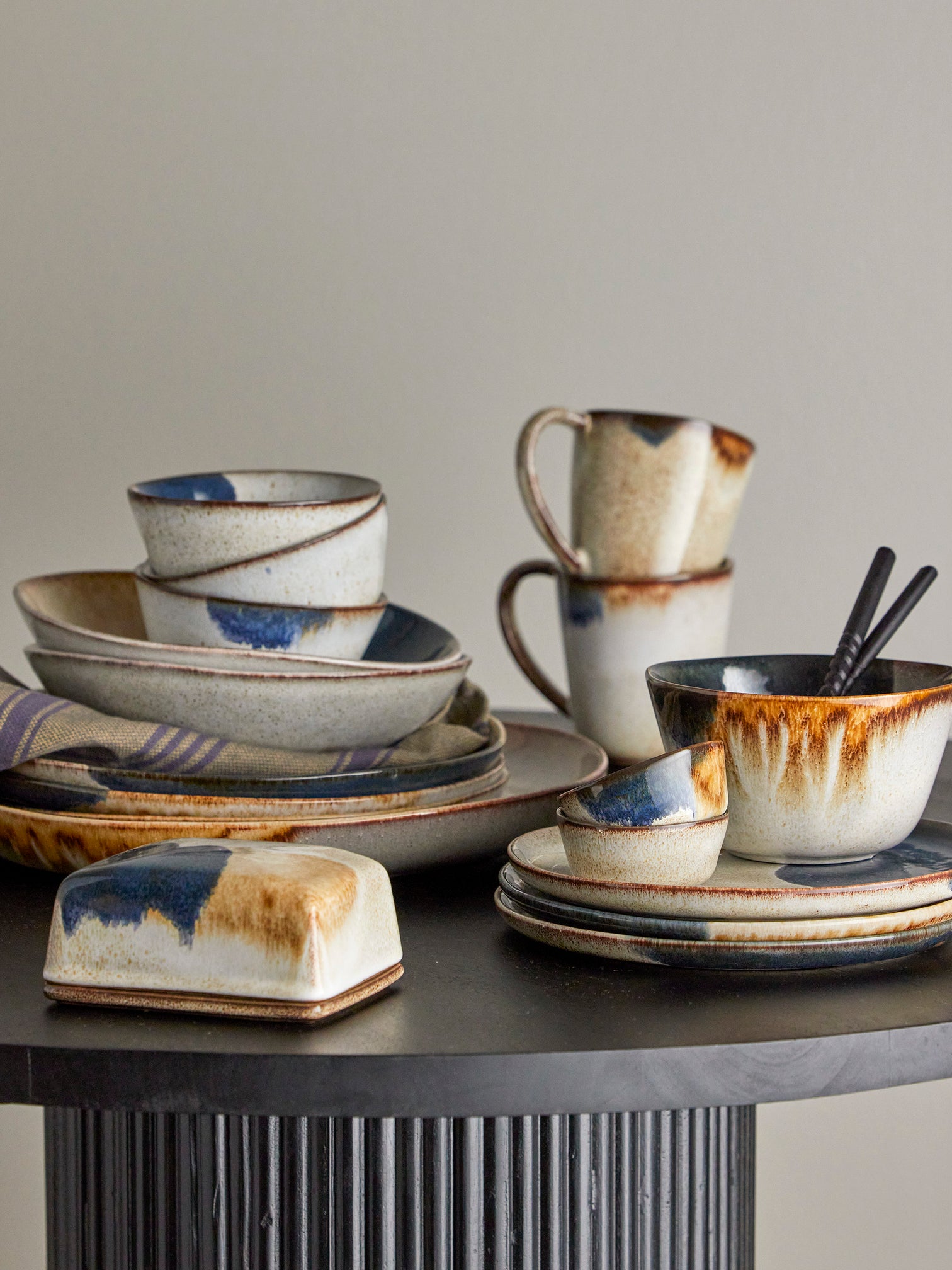 
Handmade Soup & Pasta Plate "Jules" - Multicolor Blue