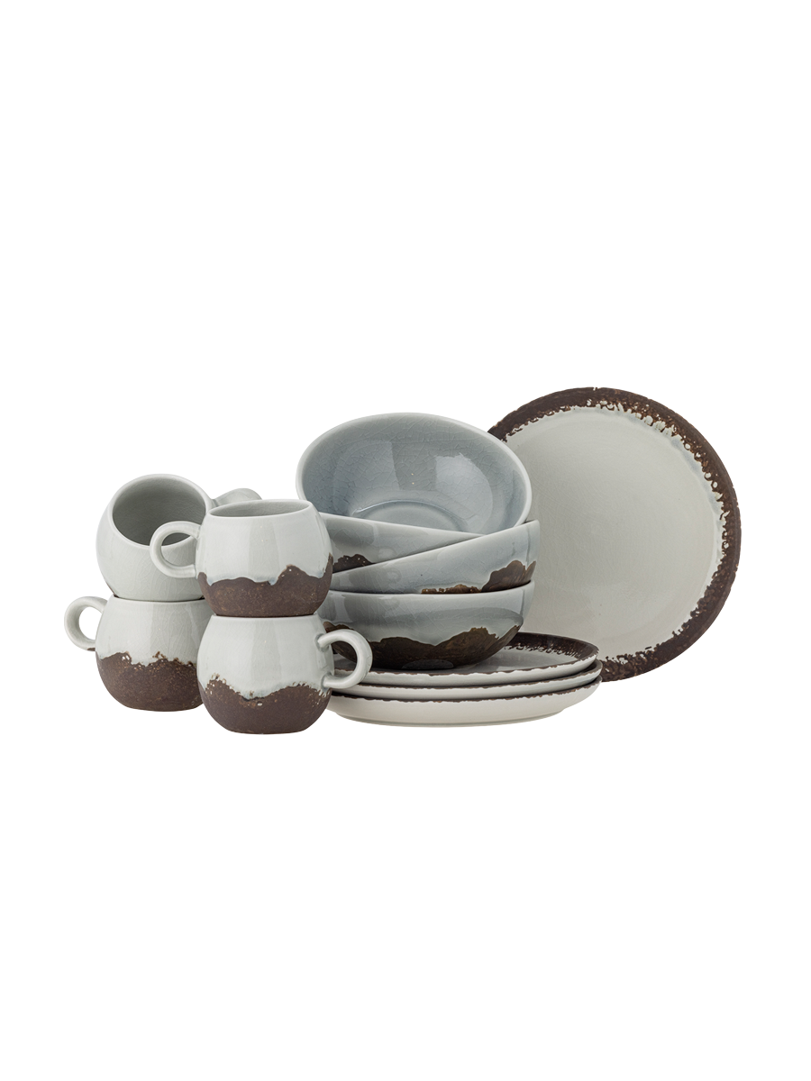 
Set per la colazione „Paula“ fatto a mano, 12 pezzi - Braun
