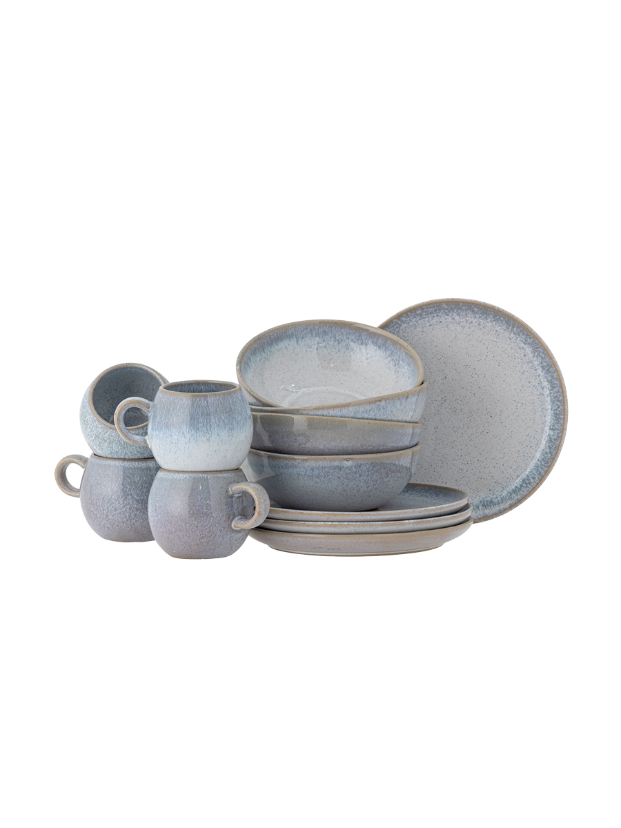 
Set per la colazione „Paula“ fatto a mano, 12 pezzi - Blu