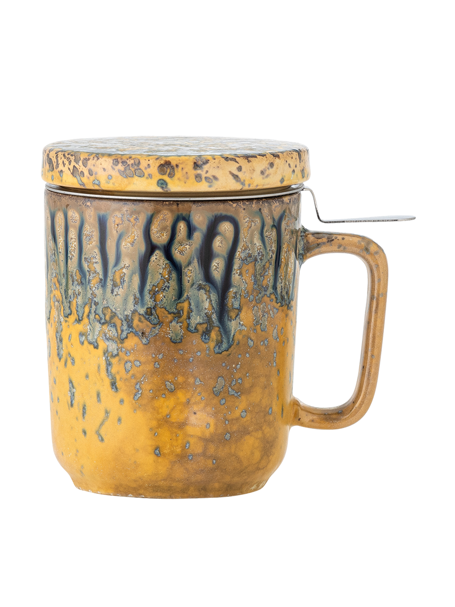 
Handgefertigter Teebecher „Yuma“ mit Deckel und Teesieb - Mutlicolor 3