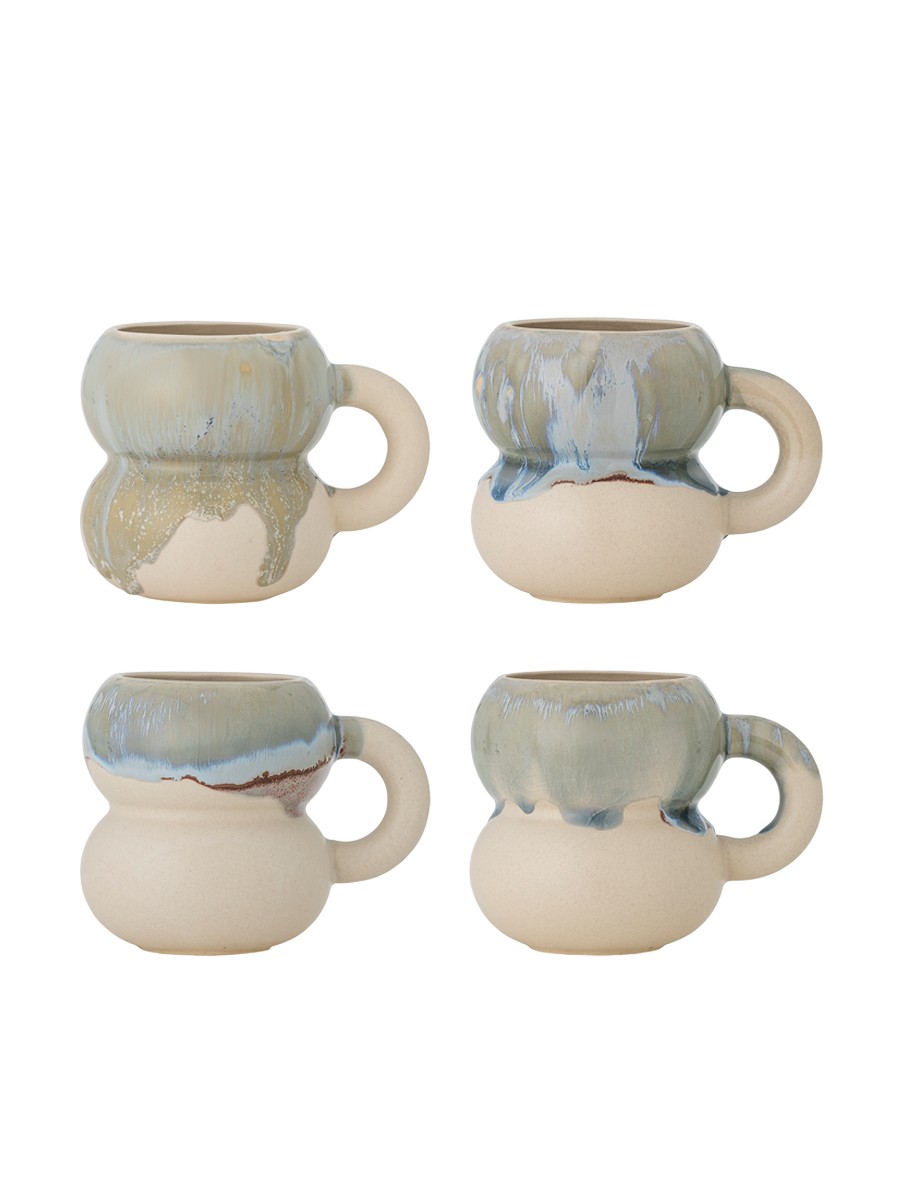 
Handgefertigter Becher „Luna“, 4er-Set