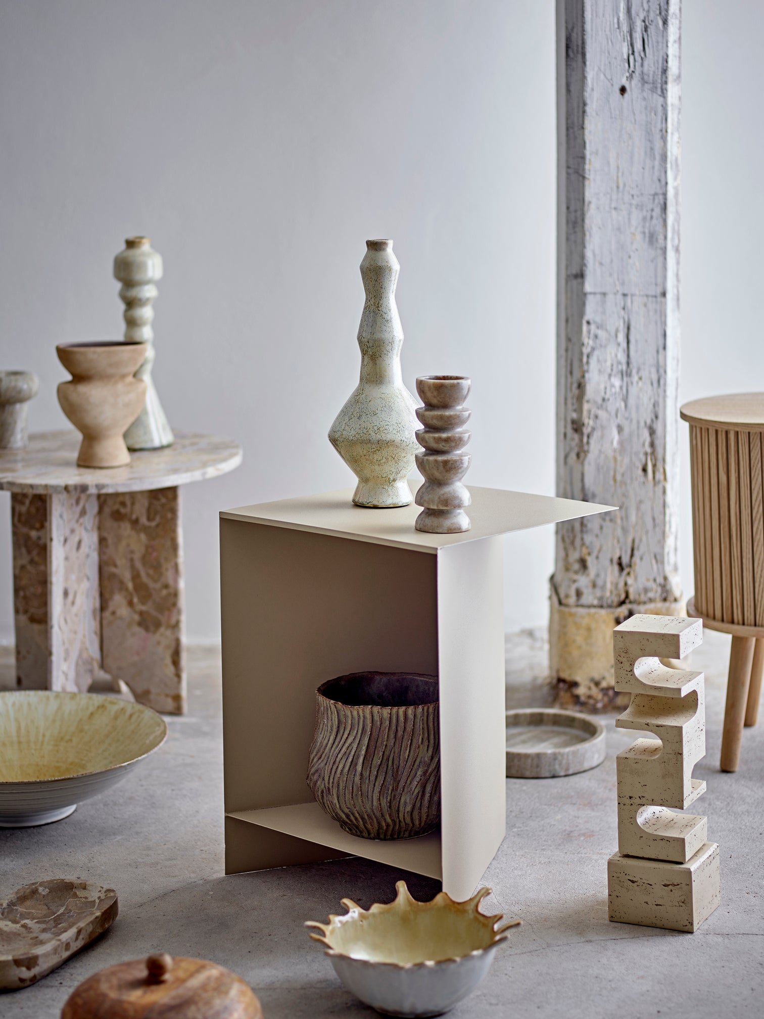 
Table d'appoint en marbre « Jasmia » - Tons de brun
