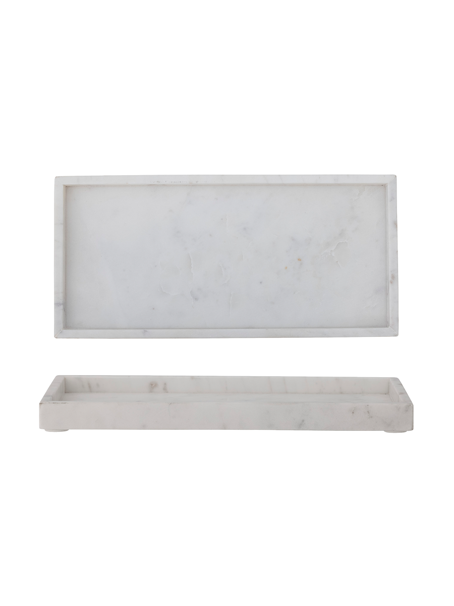 
Elegant, rectangular "Majsa" marble tray - White