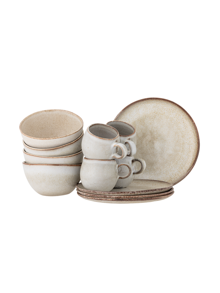
Handcrafted "Sandrine" Breakfast Set, 12-Piece - Natural