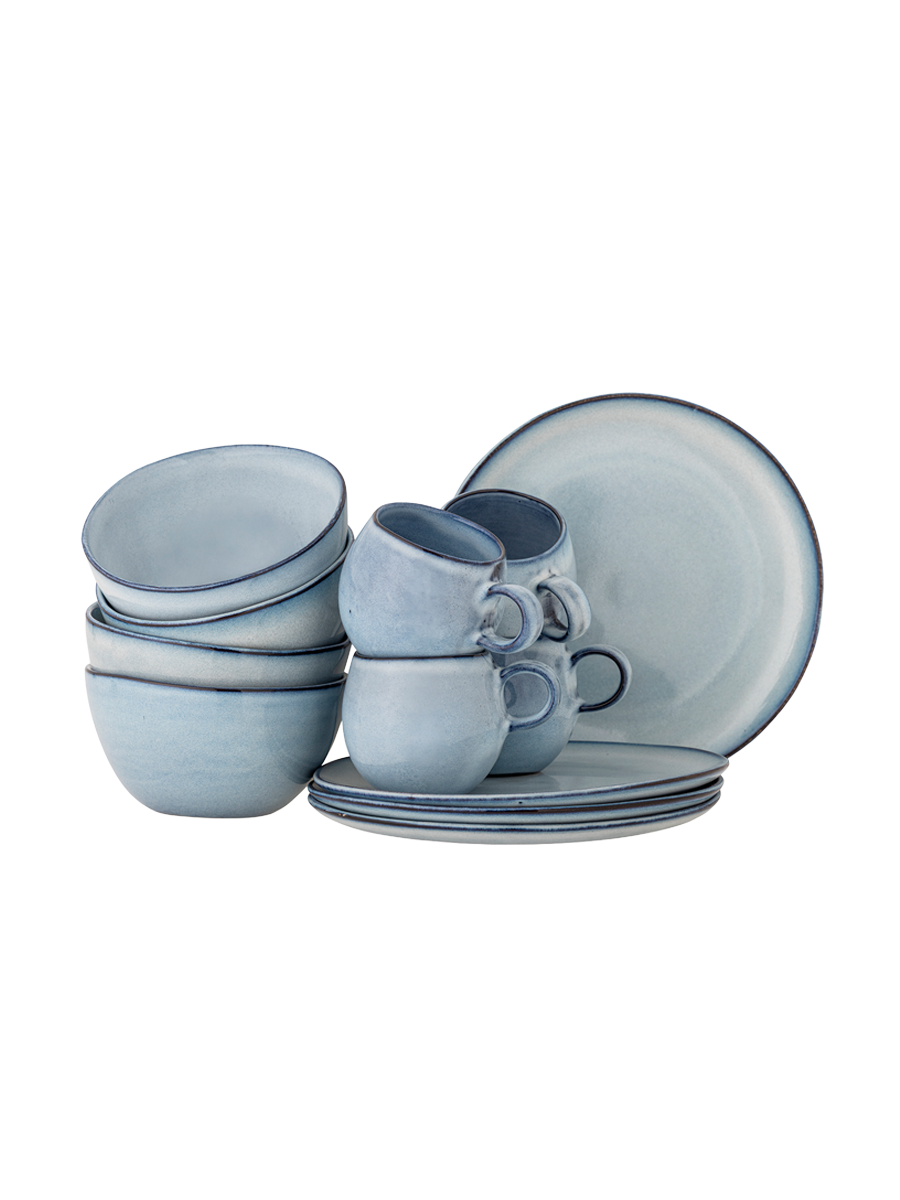 
Handcrafted "Sandrine" Breakfast Set, 12-Piece - Blue