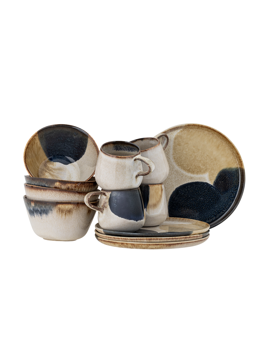 
Handcrafted "Jules" Breakfast Set, 12-piece - Multicolor Blue