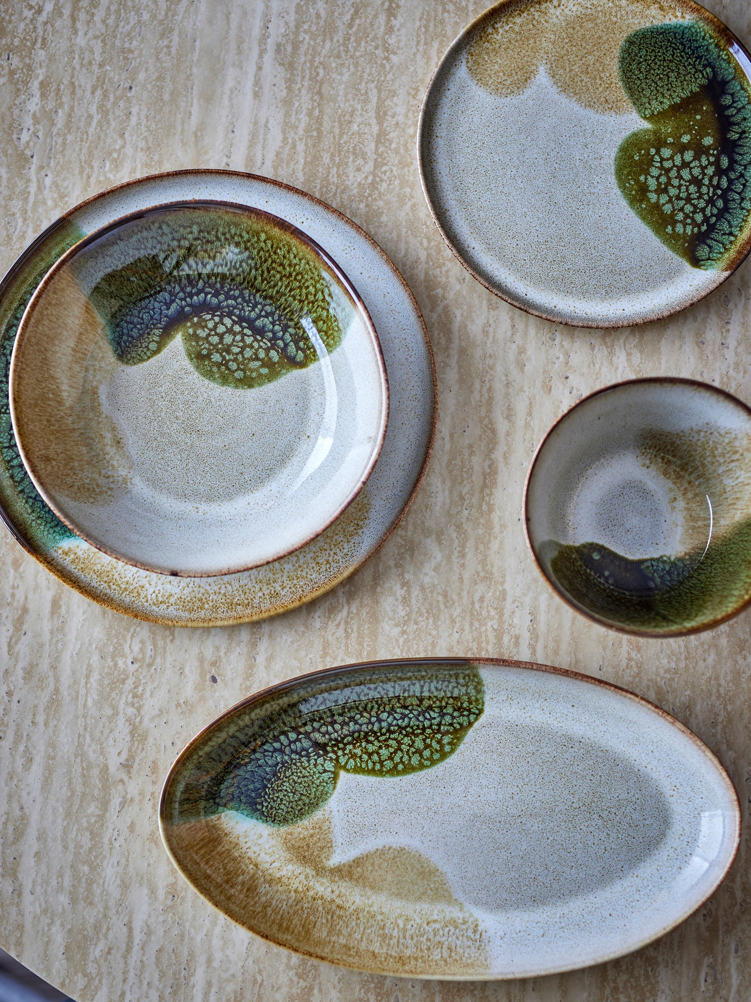 
Handmade Soup & Pasta Plate "Jules" - Multicolor Green