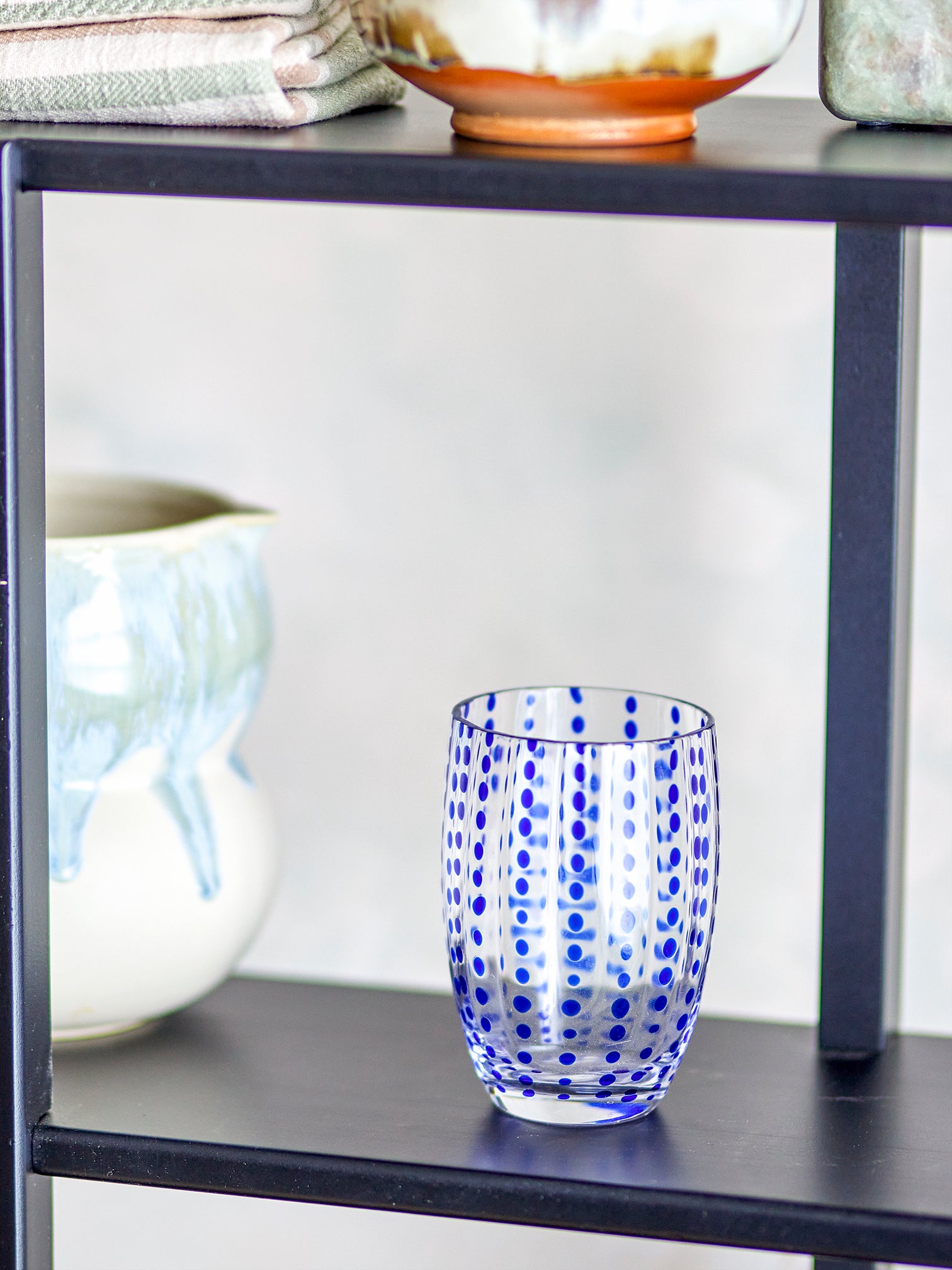 
4er Set Mundgeblasene Design Trinkgläser „Brinley“ - Blau