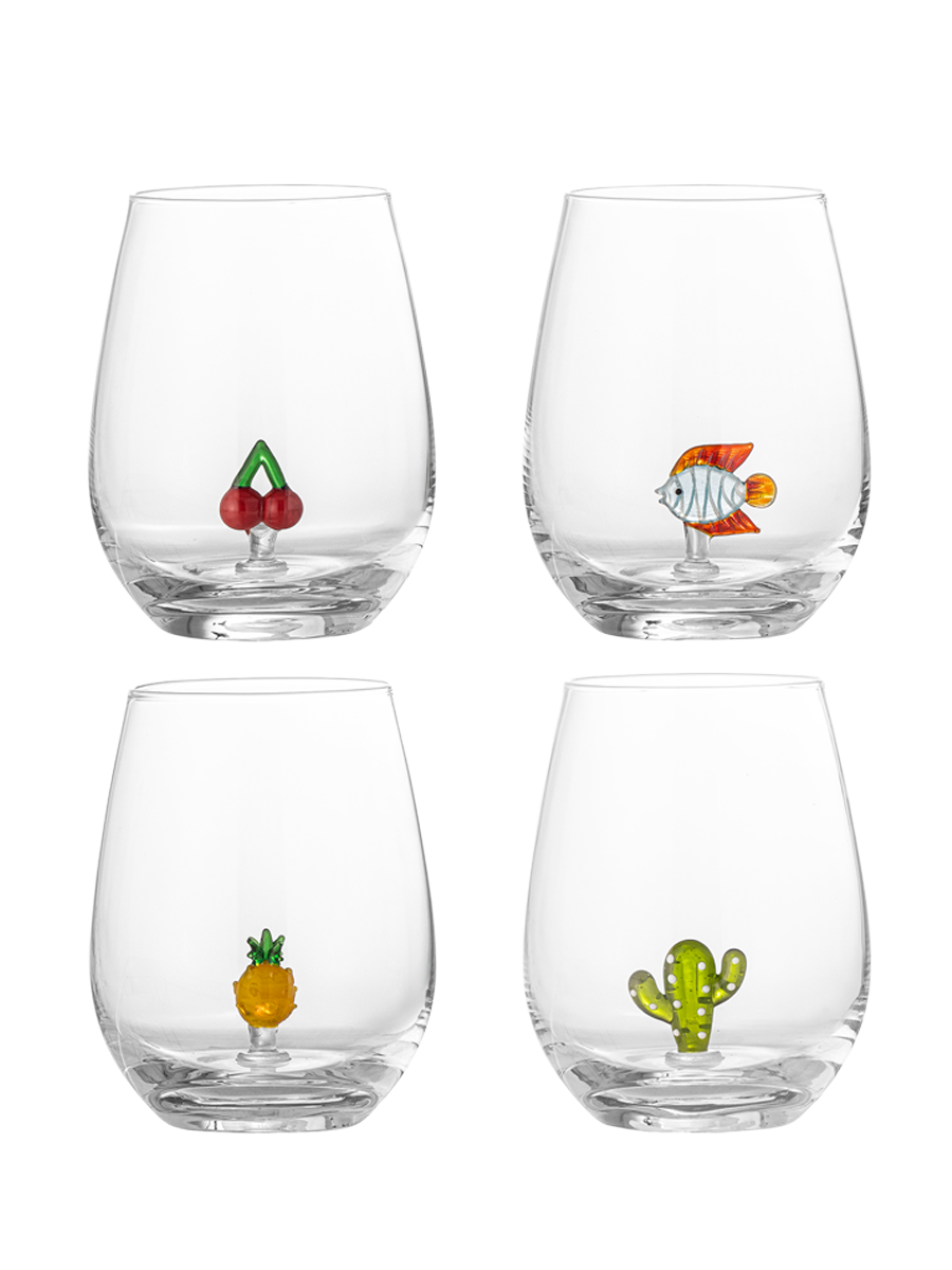 
4er Set Mundgeblasene Design Trinkgläser „Misa“