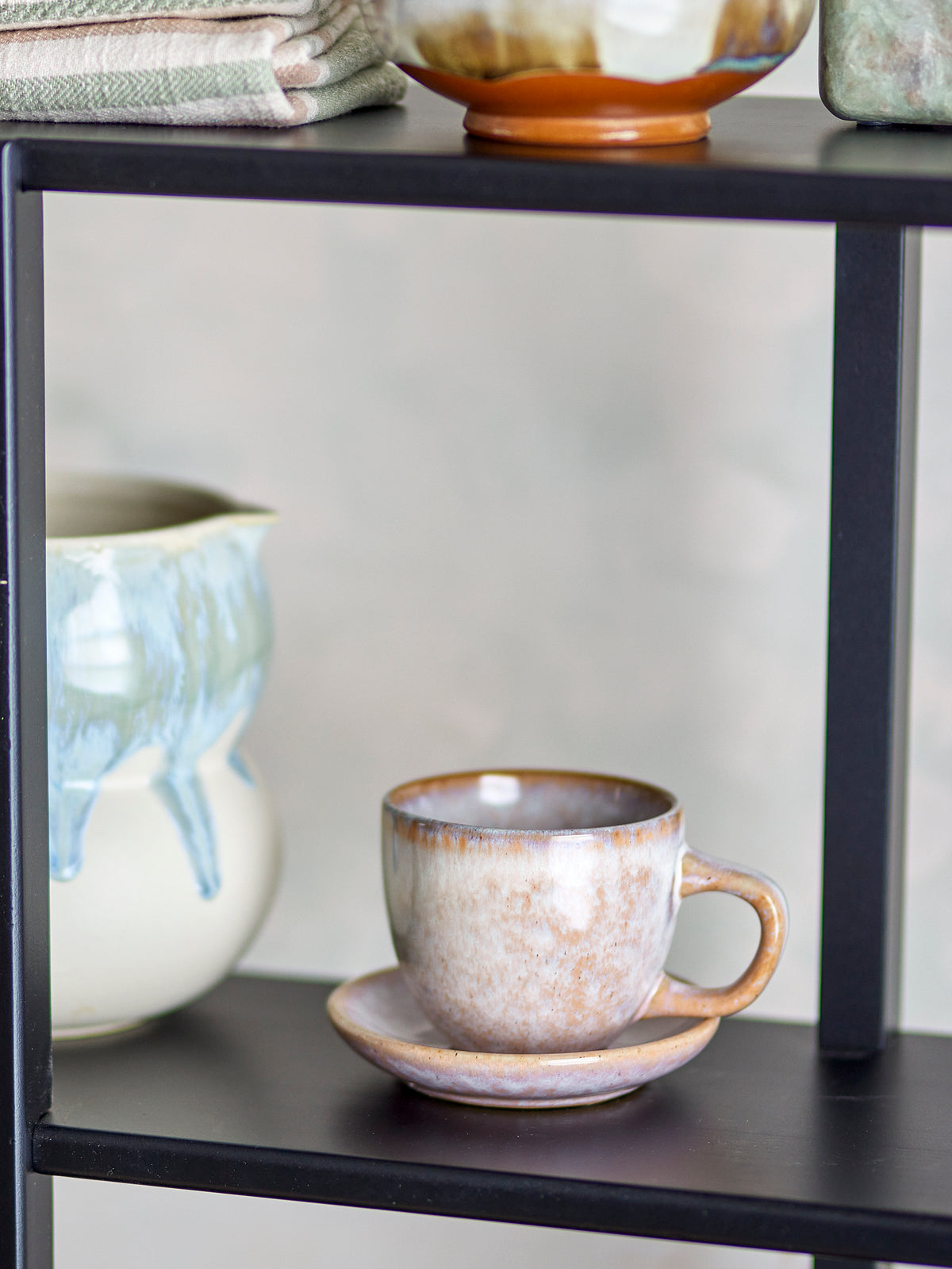 
Handgefertigte Tasse „Brenta“ mit Untertasse, 4er-Set - Rosatöne