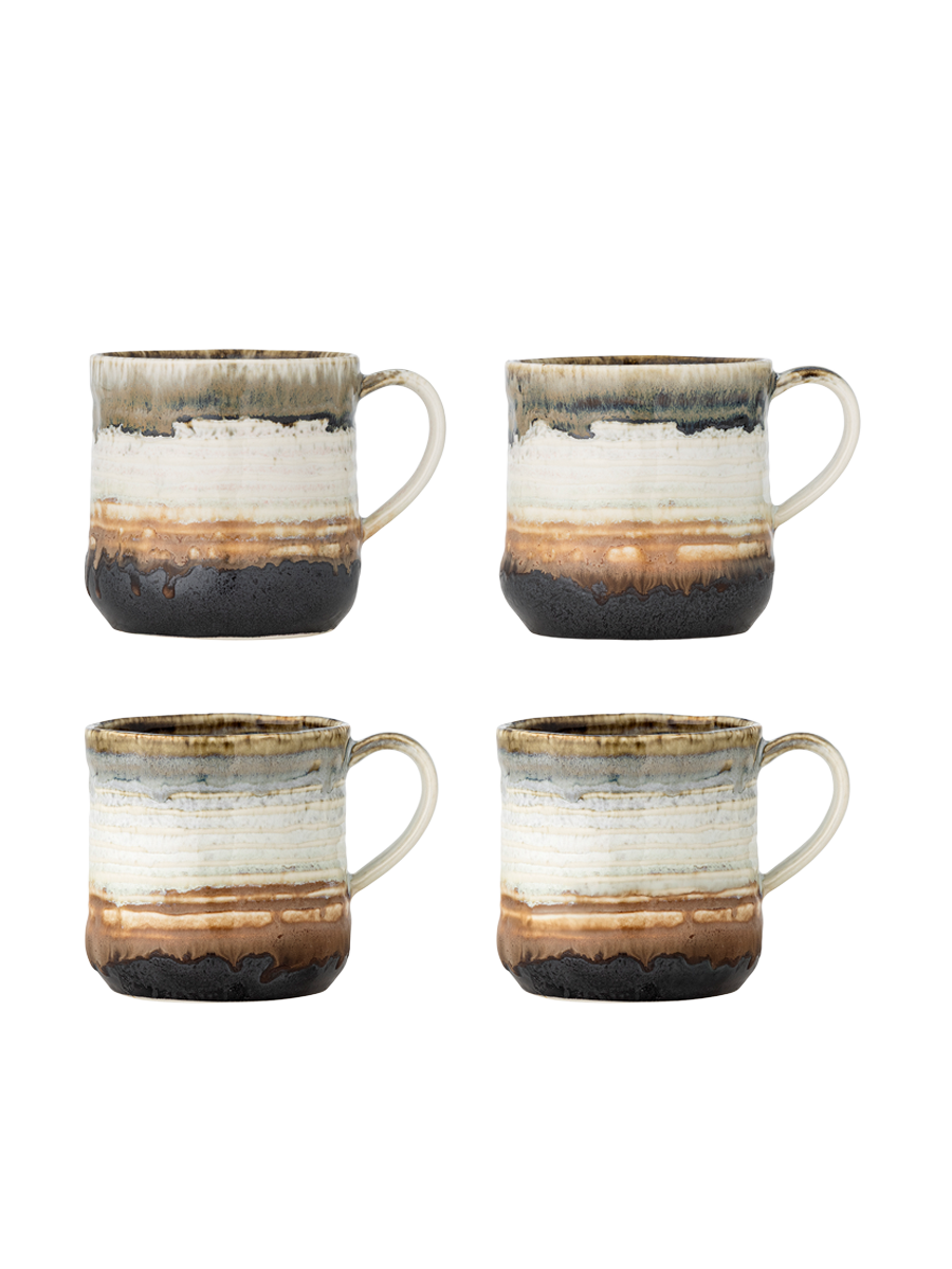 
Lot de 4 tasses fabriquées à la main « Deana » - Multicolore