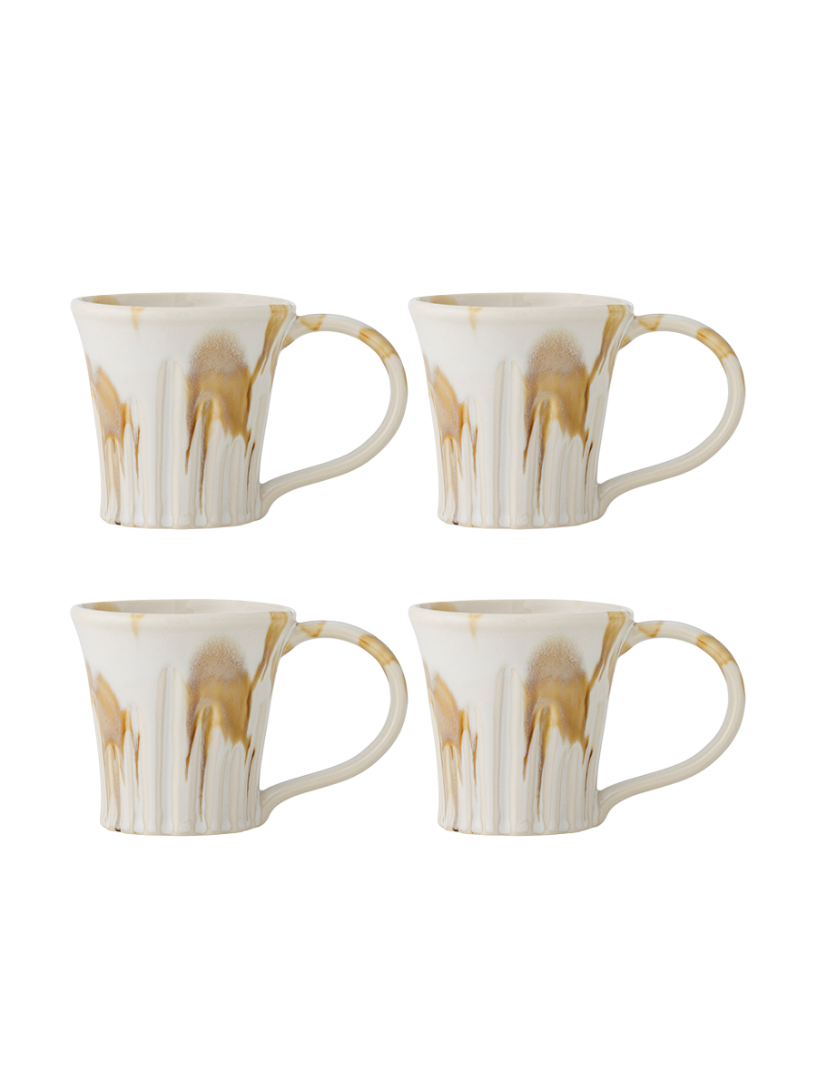 
Handgefertigter Becher „Joseph“, 4er-Set - Beige- und Brauntöne