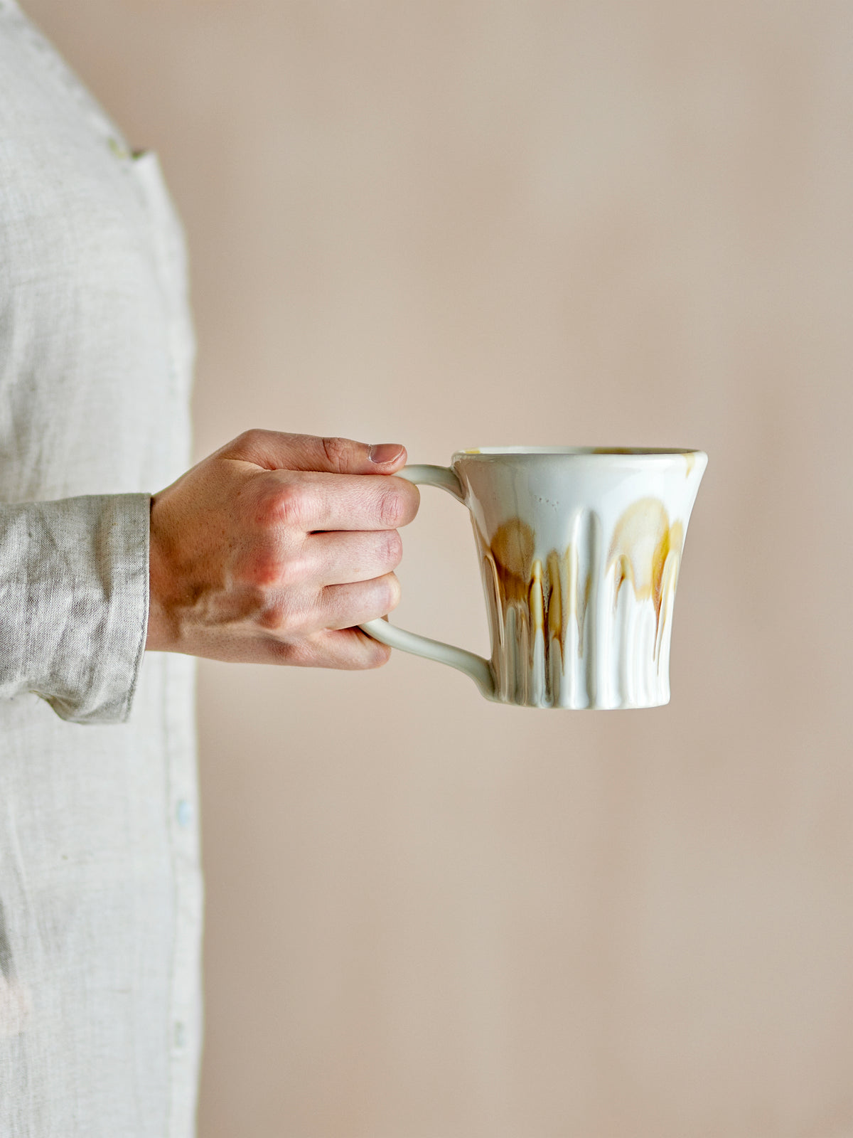 
Handgefertigter Becher „Joseph“, 4er-Set - Beige- und Brauntöne