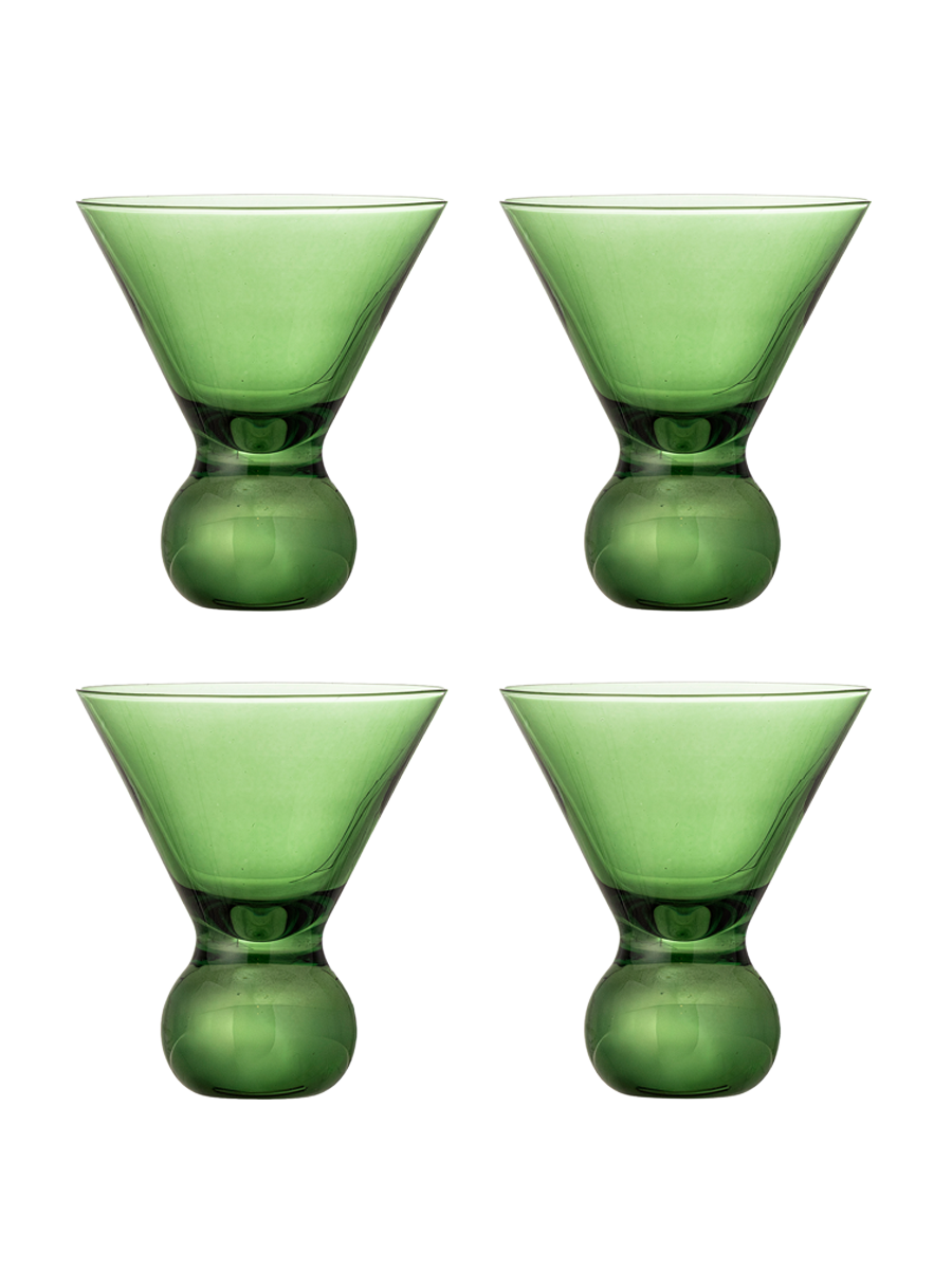
Set of 4 "Corliss" Design Cocktail Glasses - Green