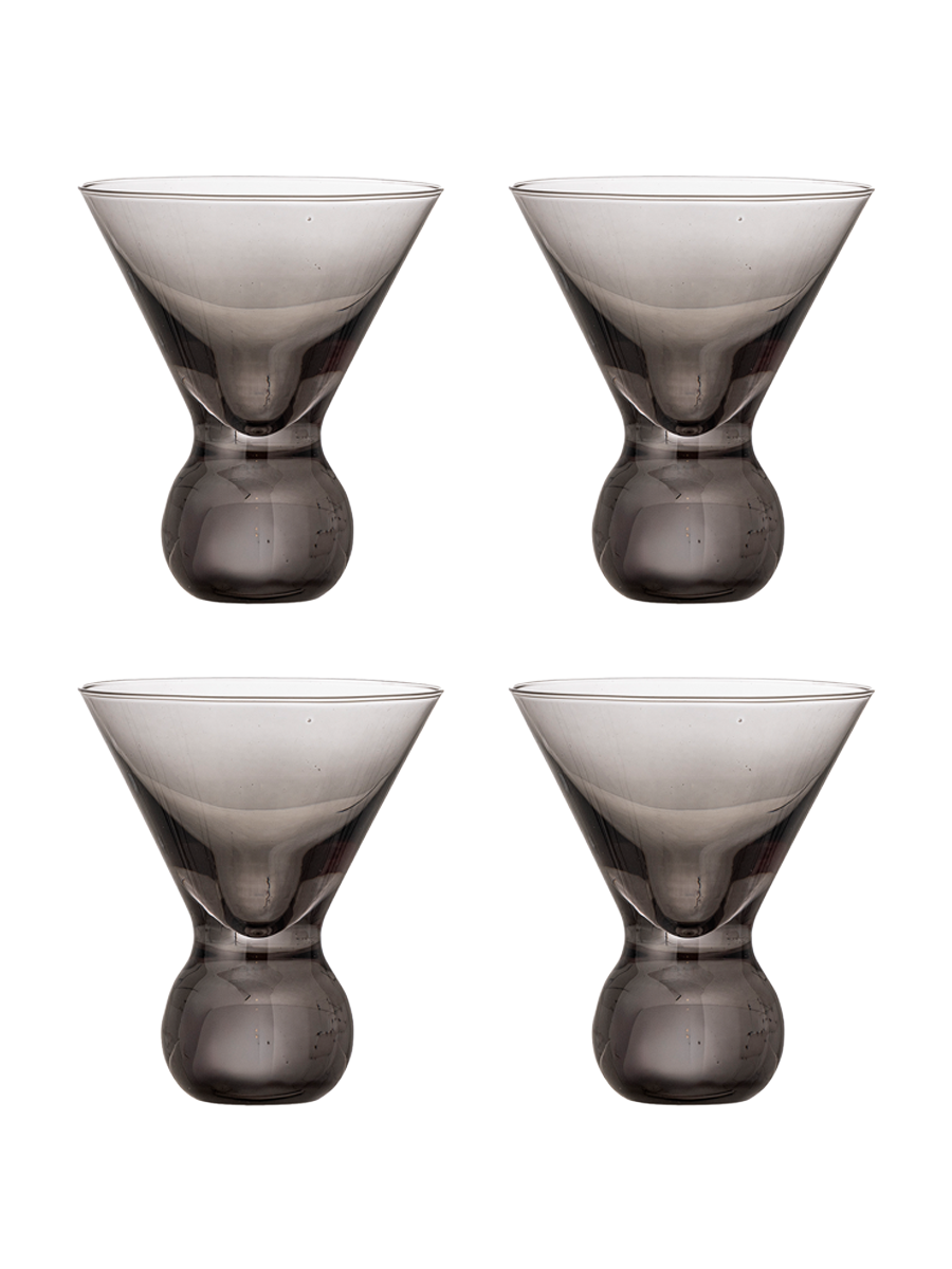 
Set of 4 "Corliss" Design Cocktail Glasses - Grey