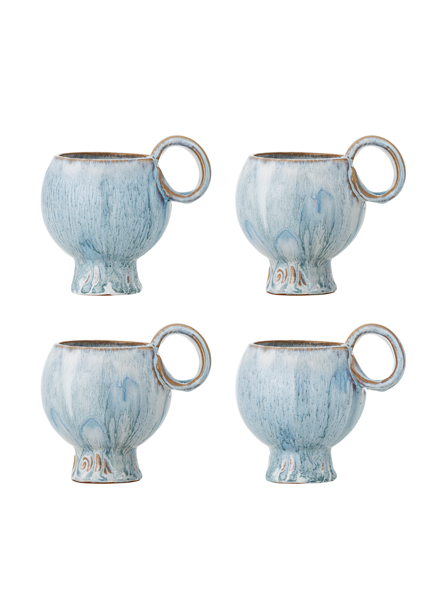 
Handgefertigter Becher „Avonlea“, 4er-Set - Blau