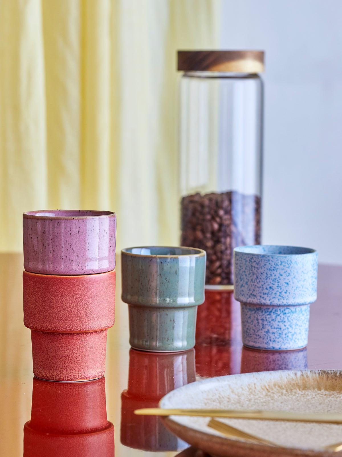
Handgefertigter Espressobecher „Ewan“, 4er-Set - Multicolor
