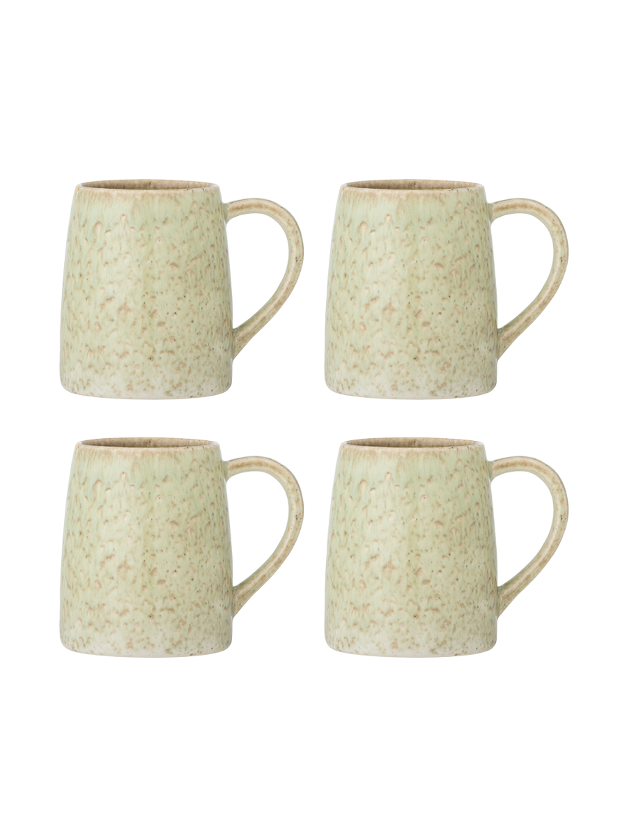
Ensemble de 4 tasses Winnie faites à la main - Tons de vert et de beige
